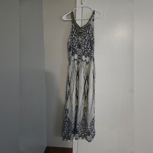 Elegant Black and White Maxi Dress Size M Brand Now By Kenso Jean